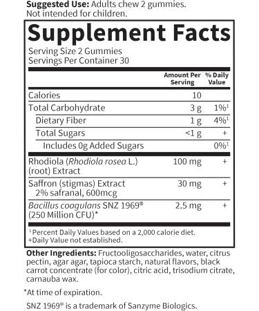 Garden of Life Herbals Stress Relief Gummy with Rhodiola & Saffron for Positive Mood & Stress Response Plus Prebiotics & Probiotics for Digestive Support Gluten-Free Berry Flavor 30 Servings - Buy Online on GoSupps.com
