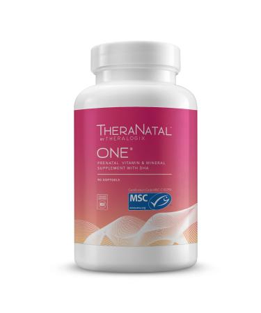 Theralogix TheraNatal One Prenatal Vitamin - 90-Day Supply - Prenatal Multivitamin with DHA Vitamin D3 Methylated Folate Iron & More to Support a Healthy Pregnancy* - NSF Certified - 90 Softgels