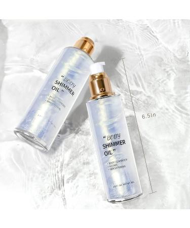 NewBang Shimmer Body Oil Glow Face & Body Highlighter - Long-lasting, Waterproof & Moisturizing Liquid Illuminator for Radiant Silver Shine - 2.8Fl Oz Moonlight White - Buy Online on GoSupps.com