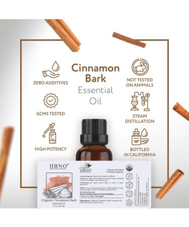 Buy HBNO Organic Cinnamon Bark Essential Oil 1 Oz (30 ml) - Pure & Natural Spice Oil for Aromatherapy & Wellness - International Shipping Available - Buy Online on GoSupps.com