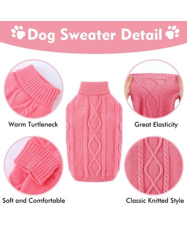 Warm Turtleneck Dog Sweater for Small Dogs & Cats - Classic Knitting Winter Puppy Clothing - Pink XXL - Buy Online on GoSupps.com