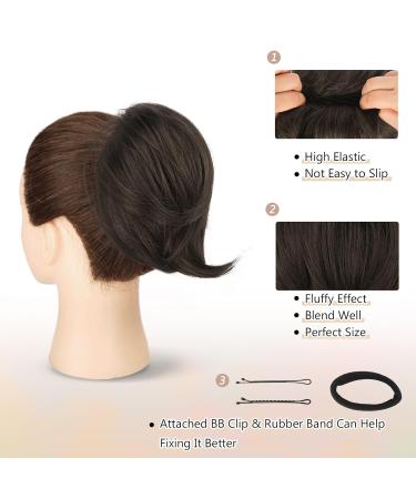 Barsdar Rades Brown Hair Extensions - Short Straight Ponytail Dutt Synthetic Scrunchy Hair Part for Women & Girls (20cm Dark Brown Mixed) - Buy Online on GoSupps.com