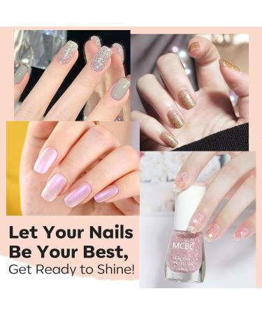 EONFAVE Glitter Nail Polish Sets - 6 Colours Pearlescent Glitter Nail Varnish Set - Shinny Peel Off Nail Polish Gifts for Women Nail Art DIY Home - No Need Cured Glitter Pearl Set - Buy Online on GoSupps.com