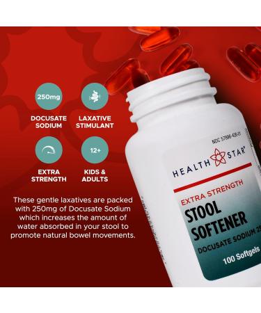Extra-Strength Stool Softener Docusate Sodium 250mg Softgels Stimulant Laxative for Constipation & Irregularity| Gentle Constipation Relief Stool Softeners for Women & Men (100 Count) Pack of 2 - Buy Online on GoSupps.com