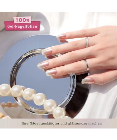 Danni & Toni Blushing Reflection Half-Hardened Gel Nail Films | Pink Mirror Nail Sticker Wraps - 28 Pack - Buy Online on GoSupps.com