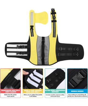 Buy PopetPop Reflective Dog Life Jacket - Float Coat for Small Medium & Large Dogs | Durable Swimming Vest for Dog Safety & Training - Buy Online on GoSupps.com