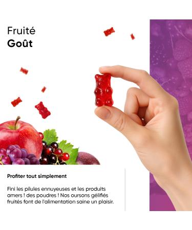 Biotine 150 oursons g lifi s 5 000 g Approvisionnement pour 5 mois Vitamines A B5 B6 B9 B12 C D3 E zinc Saveur multifruits 100% v g talien Haute biodisponibilit  - Buy Online on GoSupps.com