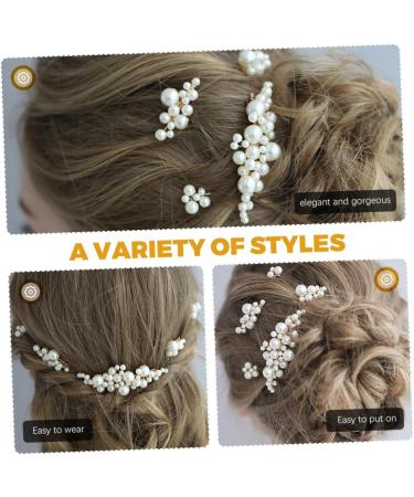 MAGICLULU 1 Set Bride Wedding Hairpin Pearl Bun Hairpin Bride Hair Accessory Wedding Hair Comb Pearl Hair Side Comb Pearl Hair Comb Wedding Headdress Bride Hair Fork Pearl Hairpin - Buy Online on GoSupps.com