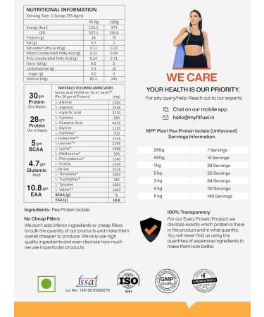 My-Fit-Fuel Clean Plant Pea Protein Isolate (28g Protein 5g BCAA 10.8g EAA) |Easy to Digest | Vegan Plant Protein Powder 1Kg 28 Servings (Unflavoured)  - Buy Online on GoSupps.com