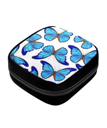 GIAPB Period Bag Sanitary Napkin Storage Bag Pad Holder for Period Makeup Pouch Blue Butterfly Background Picture Color4452