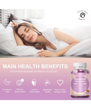 Magnesium Glycinate Gummies 400mg w/Inositol 500mg for Women Mineral & VIT B8 for Sleep Stress & Muscle Relief Metabolism Health Sugar Free No Melatonin Gluten Free Non GMO Vegan Pectin 60 60 Count (Pack of 1) - Buy Online on GoSupps.com