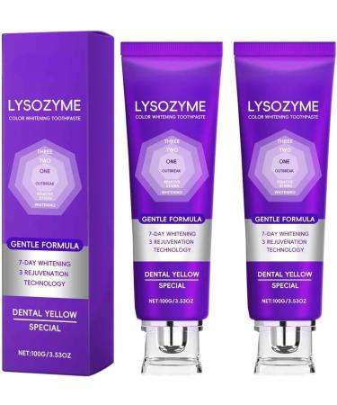 CCDSR Lysozym Pack of 2 Whitening Toothpastes for Yellow Teeth 100g 2026 Purple Removes stains freshens breath and nourishes tooth enamel