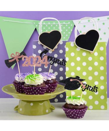Chinco 100 Pack 2024 Graduation Cupcake Toppers Grad Cap Food Appetizer Picks Cake Graduation Party Decorations Diploma Cupcake Picks for Cake Class of 2024 Graduation Party (Pink) - Buy Online on GoSupps.com