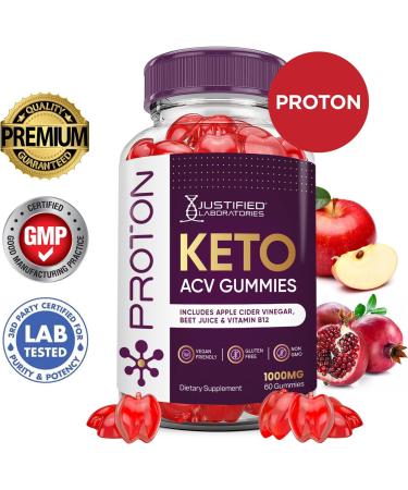 Proton Protein Keto ACV Gummies 1000MG | Vegan Non-GMO Apple Cider Vinegar & Pomegranate - 60 Count - Buy Online on GoSupps.com