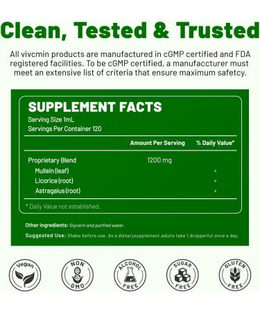 Mullein Drops for Lungs with Licorice & Astragalus Lung Detox for Smokers Tincture Respiratory & Immune Support Mullein Leaf Extract for Lung Cleanse 4 fl oz No Flavor 4 Fl Oz (Pack of 1) - Buy Online on GoSupps.com