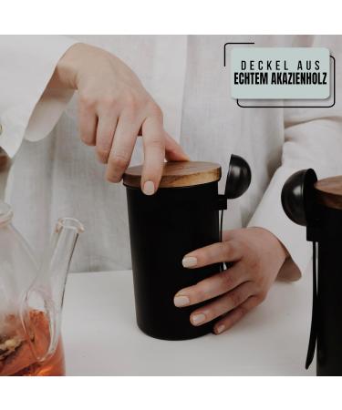 KC Kitchen & Co. Coffee Jar with Spoon for 250 g Coffee Beans or Tea (Matte Black) - Buy Online on GoSupps.com