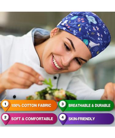 Annhua Women's Working Hat with Buttons - Adjustable Scrub Caps 6 Pcs - Buy Online on GoSupps.com