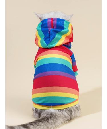 QWINEE Rainbow Colorful Dog Hoodie Sweatshirt for Small Dogs - Multicolor Medium - Buy Online on GoSupps.com