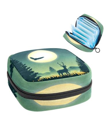 Women's bonds storage pockets Stillpad keeper night secene wildlife portable period kit pocket feminine product bag for women girls color1