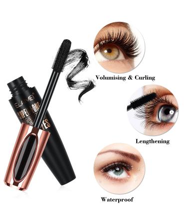 2 Pack Black Waterproof 4D Silk Fiber Lash Mascara - Volumizing and Lengthening, Smudge-Proof Formula for Long-Lasting Glamour - Buy Online on GoSupps.com