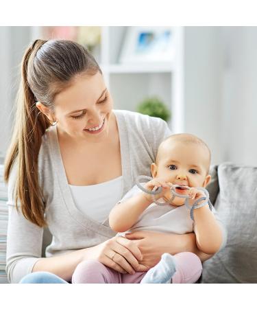 Vicloon Baby Teething Toys - Silicone Teether Chew Toy for Babies | Attachable Baby Links | Food Grade Silicone Teethers (Gray/Brown) - 6 Months - Buy Online on GoSupps.com