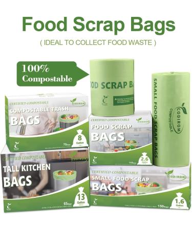 Codirom 100% Compostable Trash Bags 13 Gallon 65 Count - EN13432 Certified - Pack of 1 - Buy Online on GoSupps.com