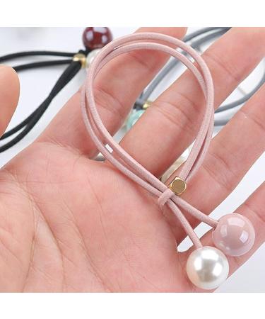 UaiUya 10pcs Big Bead Hair Tie Set for Women and Girls - Black, Blue, Pink, Gray, Light Brown - Buy Online on GoSupps.com