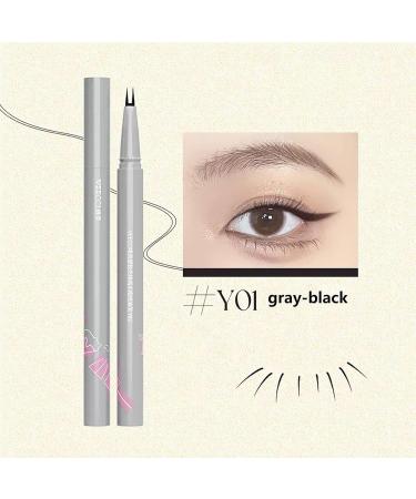 2 Double Tip Lower Eyelash Pencil Waterproof Liquid Eyeliner Two-Claw Waterproof Fake Eyelashes Liquid Tip Slim Eye Liner Eye Liner Makeup for Halloween Daily Use A: Gray Black - Buy Online on GoSupps.com