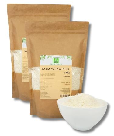 Coconut flakes 1kg (2x500g) from the green essence - natural coconut flakes for versatile applications - grate coconut without additives - 100% pure and natural (1000 grams) - Buy Online on GoSupps.com