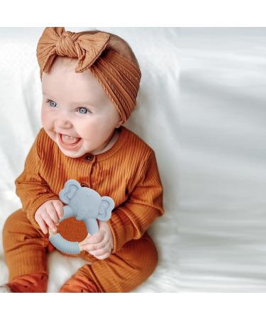 Elephant Baby Teething Toy - Natural Wooden Ring, Food-Grade Silicone, 12+ Months - Buy Online on GoSupps.com