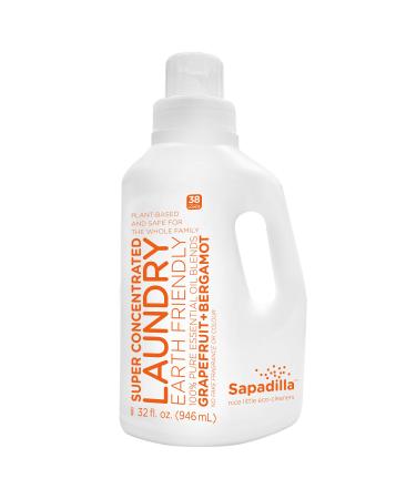 Sapadilla Grapefruit + Bergamot High Efficiency (he) Biodegradable Laundry Detergent Liquid , 32 Ounce