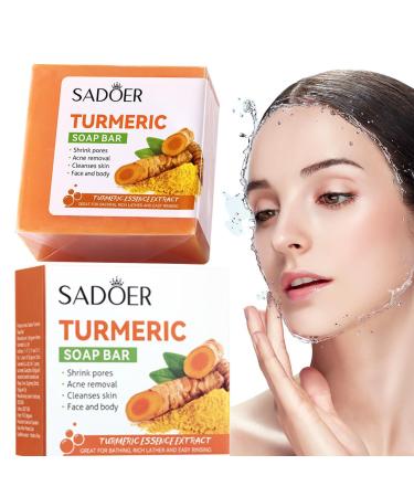 Turmeric Soap Natural Turmeric Soap Bar Pure Turmeric Handmade Soap Bar For Face & Body Dark Spot Corrector Remover Moisturizing Erase Fine Lines Firming Friendly v_egan&Cruelty Free (1)