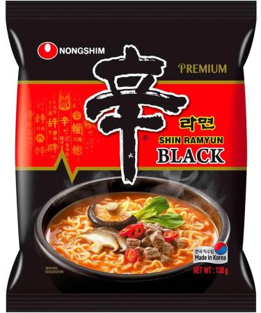 Nongshim SHIN BLACK Ramyun Premium Ramen Korean Spicy Instant Noodles 130g (Pack Of 8) HALAL - Buy Online on GoSupps.com