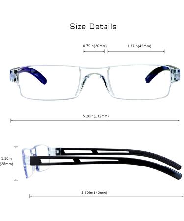 Blue Light Blocking Reading Glasses 8 Pairs Set | Square Fashion Frames for Men and Women | Computer Eyewear with 3.00 Magnification - Buy Online on GoSupps.com