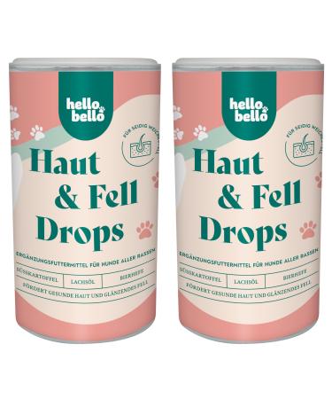 Hellobello skin & fur drops for dogs 2 x 350 g - with algae oil brewer's yeast & biotin for soft shiny fur & healthy skin without itching 2 x 350g
