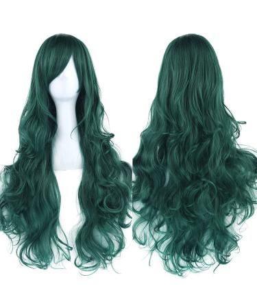 ColorfulPanda Long Curly Wavy Hair Costume Cosplay Party Wigs for Women Ladies Dark Green Lolita Style Anime Wig