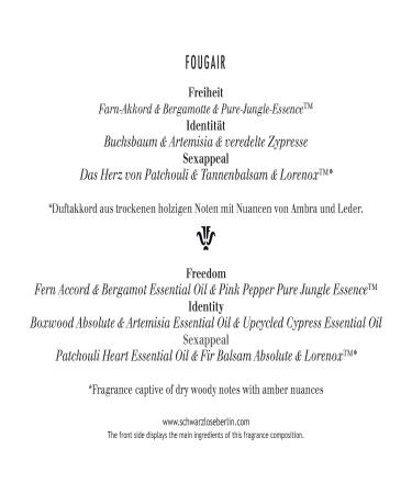Schwarzlose Fougair - Unisex EDP Spray Fragrance - Long Lasting and Captivating Perfume with Bergamot Pink Pepper Patchouli and Amber - Body Spray with Aromatic and Fougere Scent - 3.4 oz - Buy Online on GoSupps.com