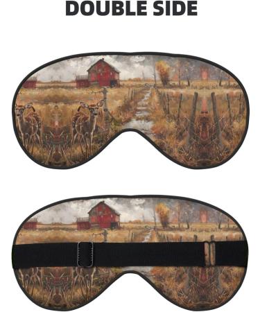 Farm with Deer Print Unisex Sleep Mask | Double-Sided Eye Mask for Sound Sleep & Skin Care - Black - Buy Online on GoSupps.com