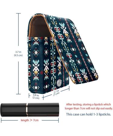 Travel Lipstick Organizer Case | Portable Makeup Bag with Mirror | Vintage Ethnic Bohemia Design - Buy Online on GoSupps.com