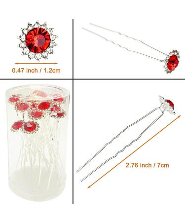 Sunflower Rhinestone Bridal Hair Pins - 20Pcs U-Shaped Wedding Accessories in Red - Buy Online on GoSupps.com