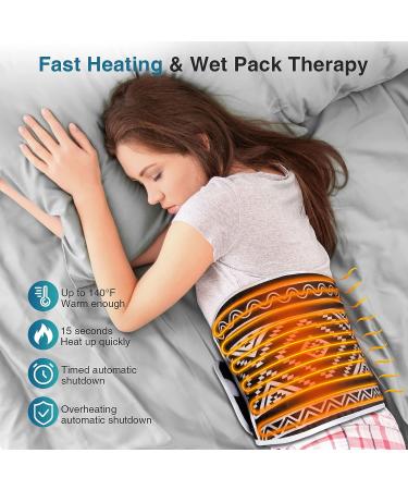 XL Electric Heating Pad for Back Pain Relief - 12x47 Large with 6 Heat Settings and Auto Off - Ideal for Period Cramps, Neck, and Shoulders - Black - Buy Online on GoSupps.com