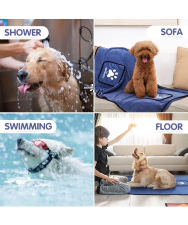 Nobleza Microfiber Dog Towel - Extra Absorbent & Quick Dry Cloth (106x66cm) for All Dogs & Cats - Soft & Durable Pet Drying Towel - Buy Online on GoSupps.com
