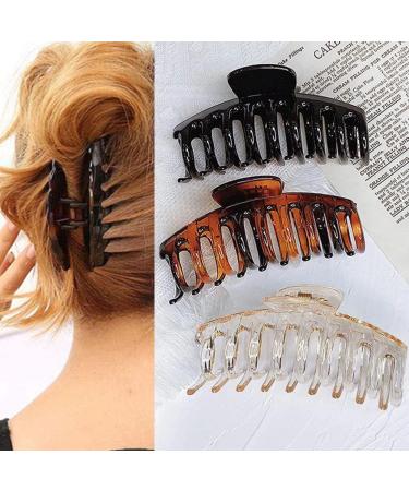 3Pcs/Set Large Tortoise Pattern Hair Claws - Anti-Slip Korean Style Acrylic Clips for Women - Buy Online on GoSupps.com