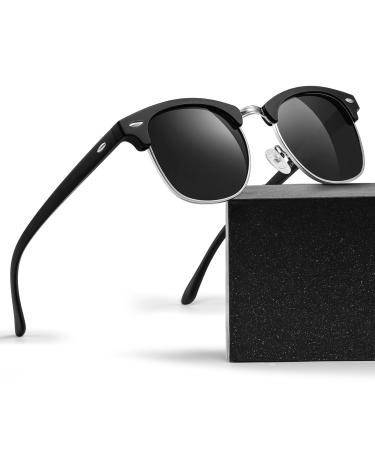 GLAPEAME polarized-sonnen-hordes-heal frame-sonnen-sunglasses-men-women-sunglasses-black-UV400 protection-retro for outdoor camping trip 1-sand black-silver