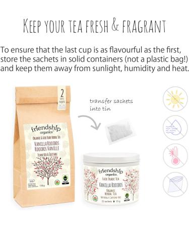 Friendship Organics Vanilla Rooibos Tea Bags Organic and Fair Trade Herbal 44 Count (Pack of 2) - Buy Online on GoSupps.com