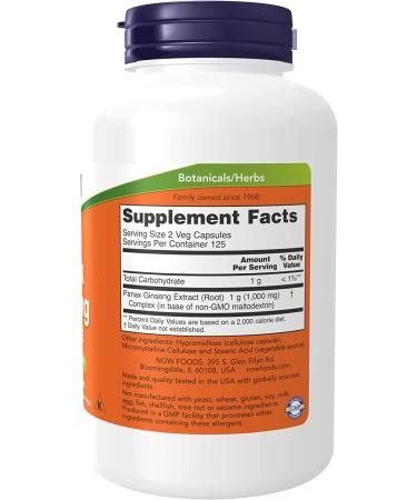 Buy Now Foods Panax Ginseng Extract 250 Veg Capsules â€“ Premium Herbal Supplement - Buy Online on GoSupps.com