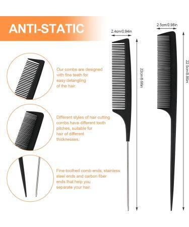 Sularpek 3 Piece Fine Tooth Carbon Fibre Tail Comb Set - Hairdressing & Styling Comb for Women and Men - Anti Static & Heat Resistant - Teasing Hair Comb - Buy Online on GoSupps.com
