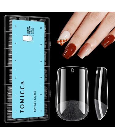 Tomicca square 504 piece of artificial nail tips gel tips for gelnail nail tips wrong nail French short tips for nails full cover nail tips for nail studios and diy nail art 12 sizes short square - Buy Online on GoSupps.com