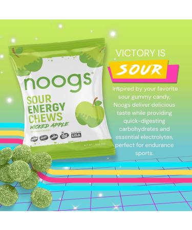 Noogs Wicked Apple + Lemon Zinger Sour Energy Chews Bundle, Electrolyte Energy Gummies, Sour Candy Flavored Alternative to Running Gels, 24 Total Packs - Buy Online on GoSupps.com