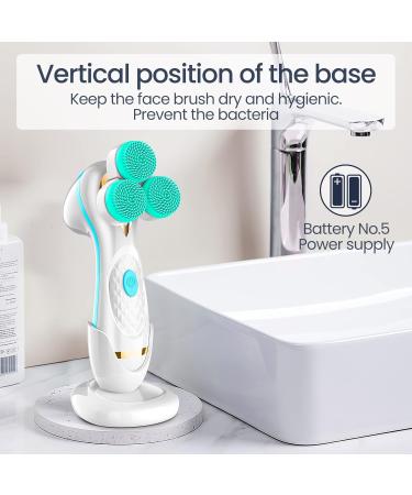 3D Facial Cleansing Brush Electric Face Scrubber with 3 Replacement Heads for Deep Cleaning|Gentle Exfoliate|Tighten Skin (Blue) - Buy Online on GoSupps.com